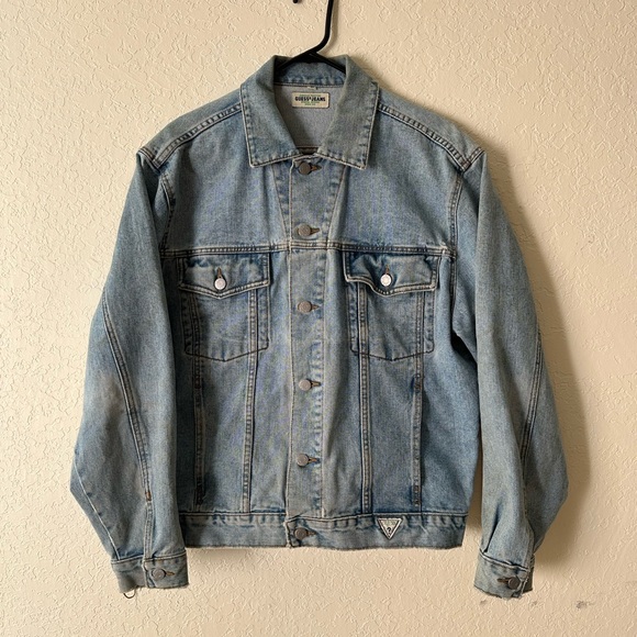 Vintage Guess Denim Jacket Trucker style sz S to M made in USA 80’s Green label - Picture 2 of 14